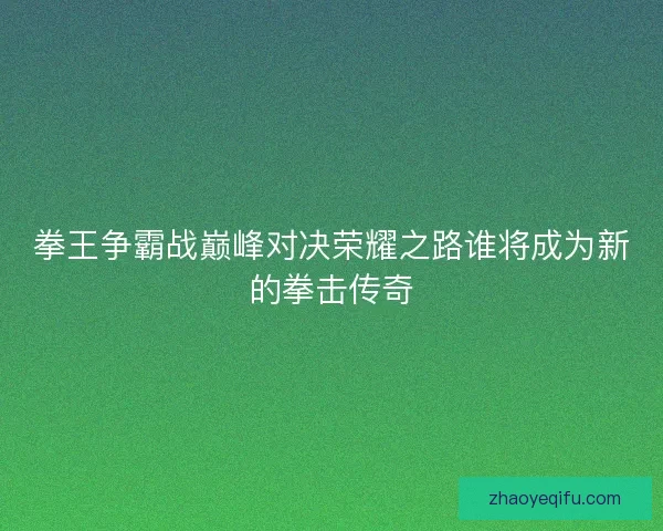 拳王争霸战巅峰对决荣耀之路谁将成为新的拳击传奇