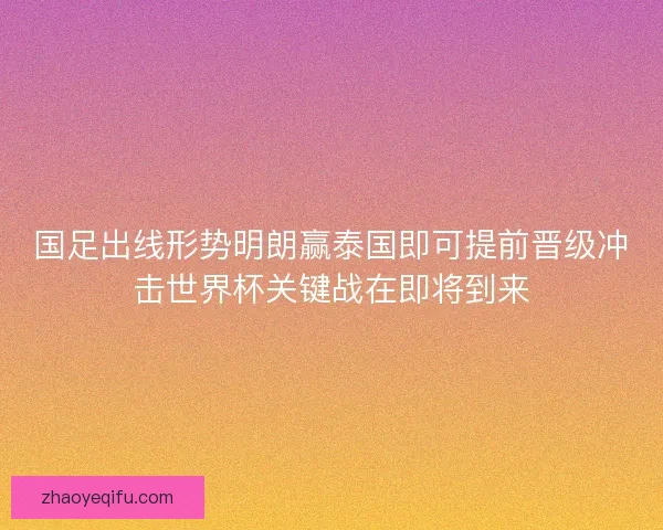 国足出线形势明朗赢泰国即可提前晋级冲击世界杯关键战在即将到来